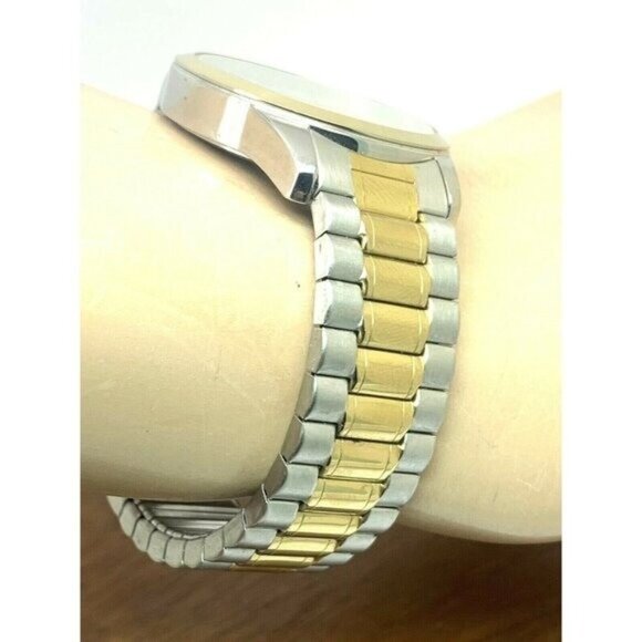 Timex Men's Watch T2M935 Quartz 36mm White Dial Indiglo Two Tone Stretched Band - Picture 11 of 14